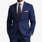 Mens Formal Suit Set 2 Piece, Business Casual Blazer Pants Men Tuxedo for Wedding Prom, Adjustable Waist