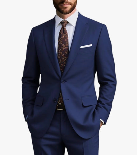 Mens Formal Suit Set 2 Piece, Business Casual Blazer Pants Men Tuxedo for Wedding Prom, Adjustable Waist