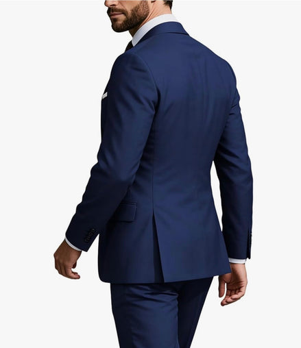 Mens Formal Suit Set 2 Piece, Business Casual Blazer Pants Men Tuxedo for Wedding Prom, Adjustable Waist