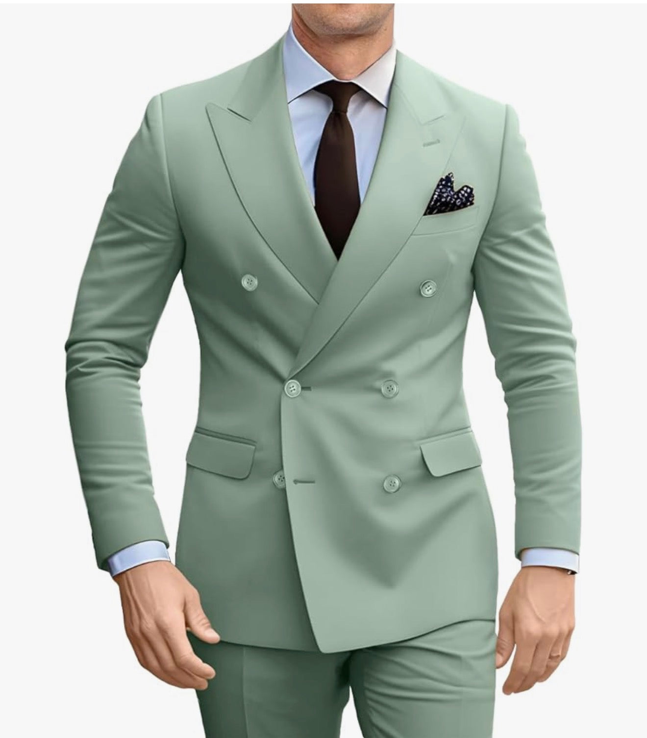Double Breasted Suit Men Slim Fit 2 Pieces Suit Blazer Pants Formal 2 Button Tuxedo Jacket for Wedding Business Prom