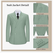 Double Breasted Suit Men Slim Fit 2 Pieces Suit Blazer Pants Formal 2 Button Tuxedo Jacket for Wedding Business Prom